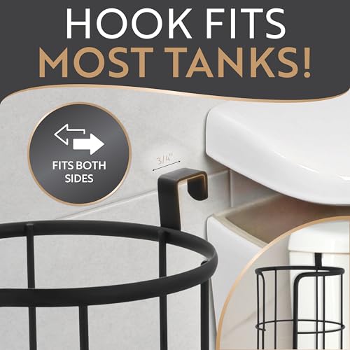 BROOKSTONE Over the Toilet Paper Holder Reserve - Toilet Paper Holder with Storage, Bathroom Toilet Paper Organizer, Metal Toilet Paper Roll Holder Fits Any Size Rolls - Matte Black - Image 5