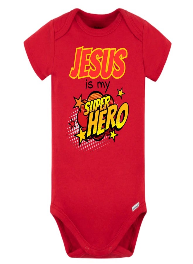 3 Nails 1 Cross Jesus Superhero Onesie Christian Onesie for Girls Boys - Christmas Gift - Faith Clothes for Christmas Faith Gift Baptism Clothes Christian Clothing (Red, 6-9 Months) - Image 1
