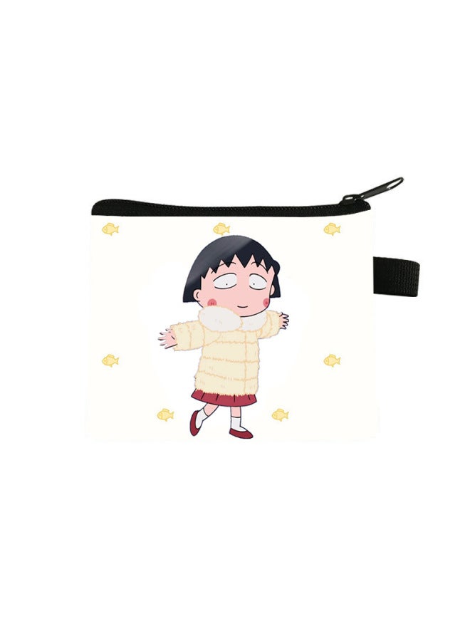 Chibi Maruko-chan Coin Purse Kidsren's Large-capacity Key Card Holder Polyester Cartoon Portable Small Wallet Bag