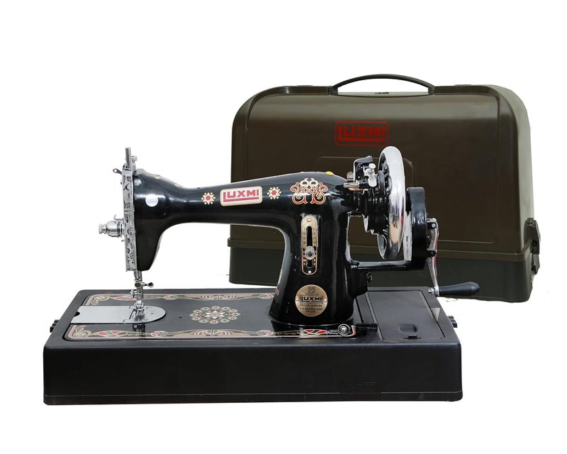Luxmi Sewing Machines Luxmi Sewing Machine Tailor Supreme with Plastic Body Cover Suitable for light medium and heavy fabrics Autotripping Bobbin Winder Screw Type Pressure Adjuster Extra Heavy Fly Wheel Black 