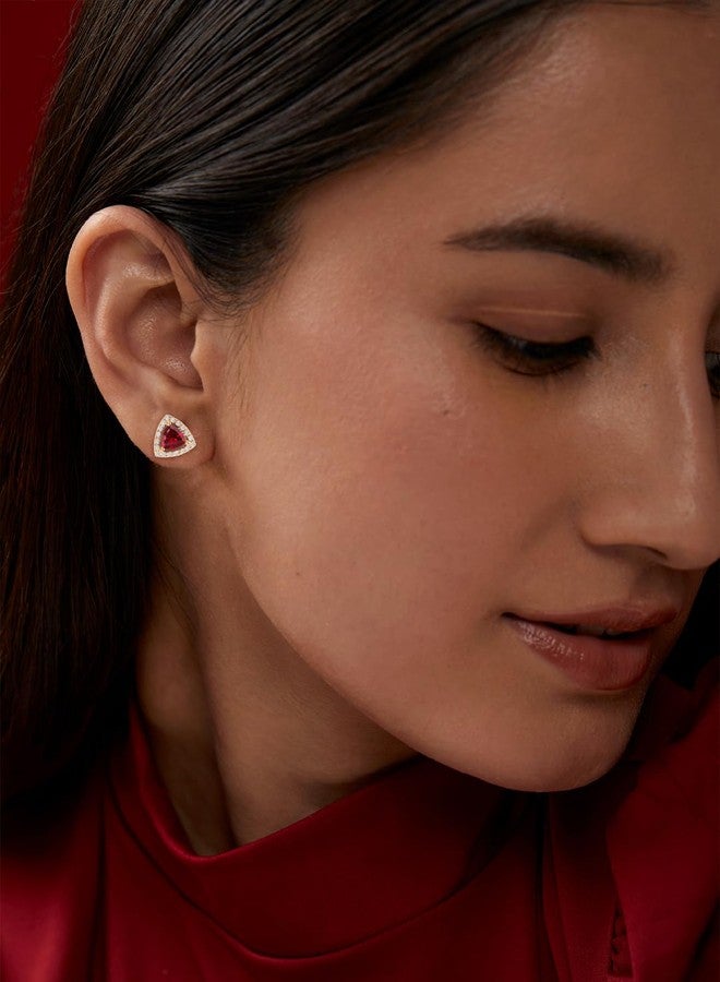 مينوتيا أقراط مينوتيا العصرية المطلية بالذهب الوردي للنساء والفتيات | أقراط مثلثة الشكل | مجوهرات عصرية MNT0474RD_RG - Image 4