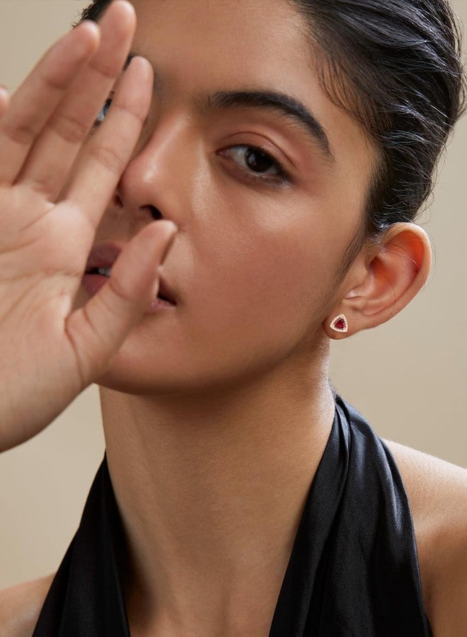 مينوتيا أقراط مينوتيا العصرية المطلية بالذهب الوردي للنساء والفتيات | أقراط مثلثة الشكل | مجوهرات عصرية MNT0474RD_RG - Image 3