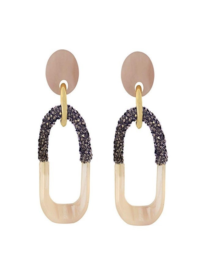 STRIPES® essentials Light Brown with Black Shimmer Acrylic Long Earrings For Women/Girls - Image 1