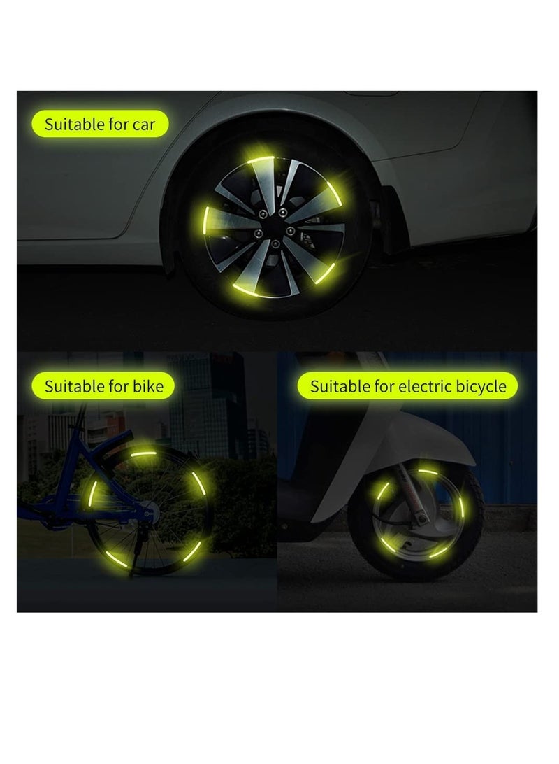Excefore Wheel Reflective Stickers Car Wheel Hub Reflective Sticker for Motorcycle Wheels Car Cycling Night Reflective Safety Decoration Stripe Rim Sticker Universal for Car Vehicle Truck (Green) - Image 5