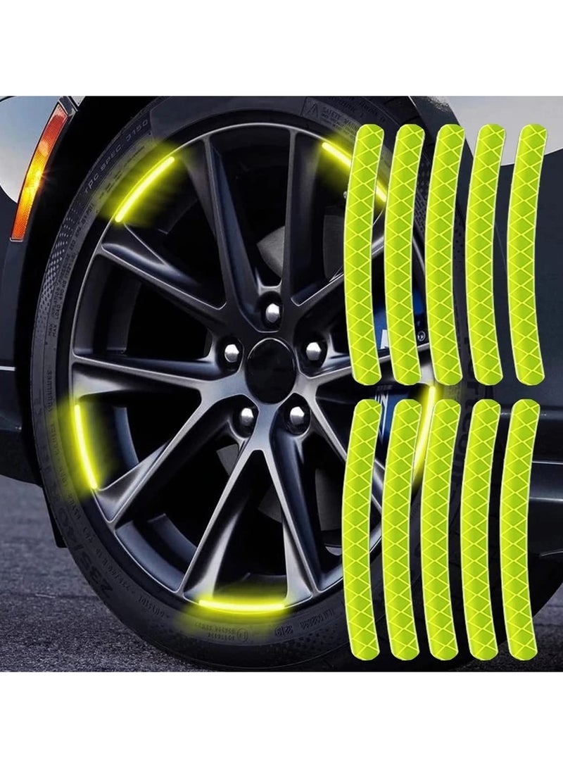 Excefore Wheel Reflective Stickers Car Wheel Hub Reflective Sticker for Motorcycle Wheels Car Cycling Night Reflective Safety Decoration Stripe Rim Sticker Universal for Car Vehicle Truck (Green) - Image 1