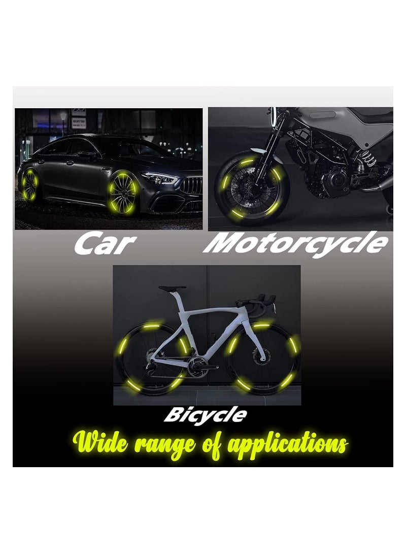 Excefore Wheel Reflective Stickers Car Wheel Hub Reflective Sticker for Motorcycle Wheels Car Cycling Night Reflective Safety Decoration Stripe Rim Sticker Universal for Car Vehicle Truck (Green) - Image 3