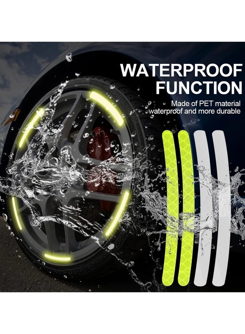 Excefore Wheel Reflective Stickers Car Wheel Hub Reflective Sticker for Motorcycle Wheels Car Cycling Night Reflective Safety Decoration Stripe Rim Sticker Universal for Car Vehicle Truck (Green) - Image 4