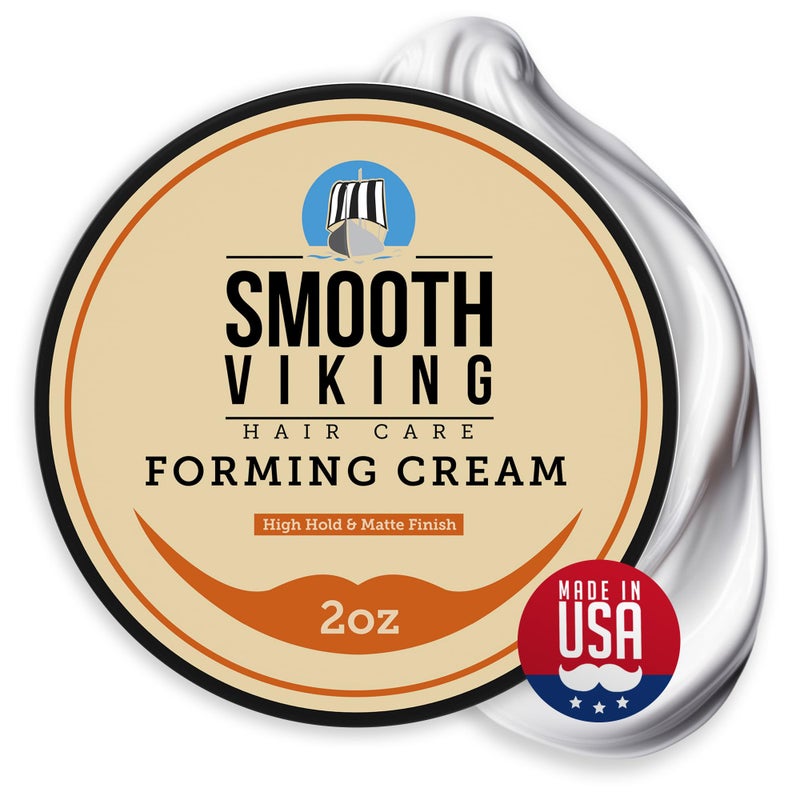 Smooth Viking Beard Care كريم تشكيل سموذ فايكنغ - كريم تصفيف عالي الثبات لإنهاء غير لامع، منتجات شعر للرجال، معجون شعر للشعر القصير والمجعد والطويل، مصنوع في الولايات المتحدة، 2 أونصة - Image 1