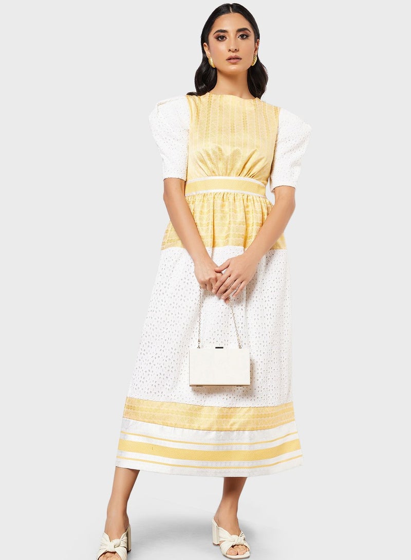 Threadz by Ajooni Floral Panelled Midi Dress - Image 1