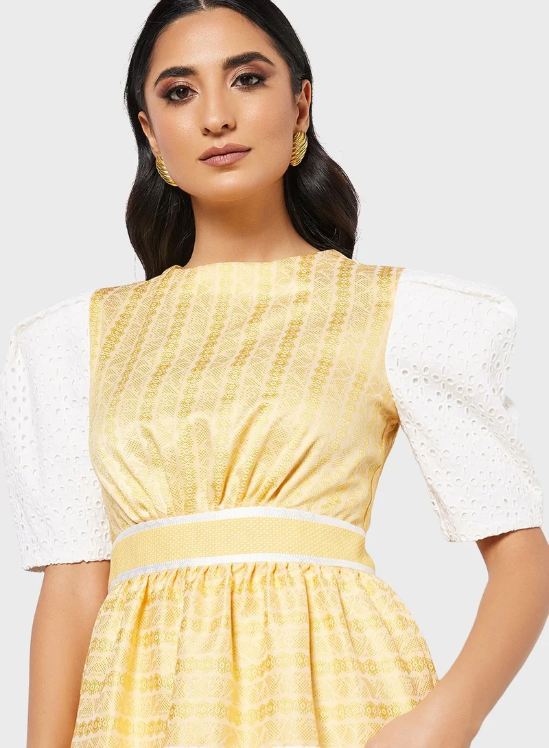 Threadz by Ajooni Floral Panelled Midi Dress