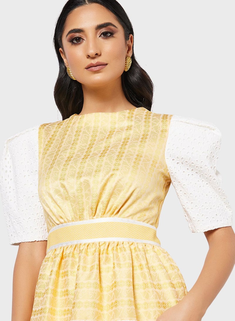 Threadz by Ajooni Floral Panelled Midi Dress - Image 3