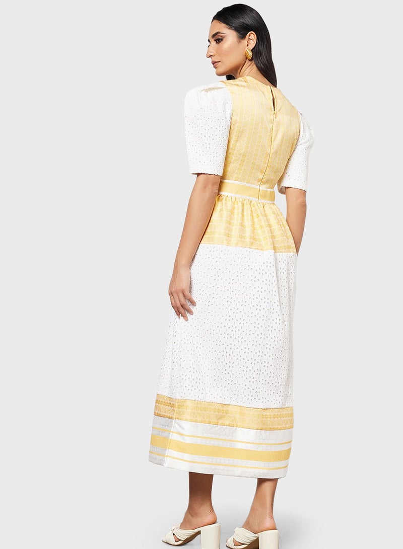 Threadz by Ajooni Floral Panelled Midi Dress - Image 2