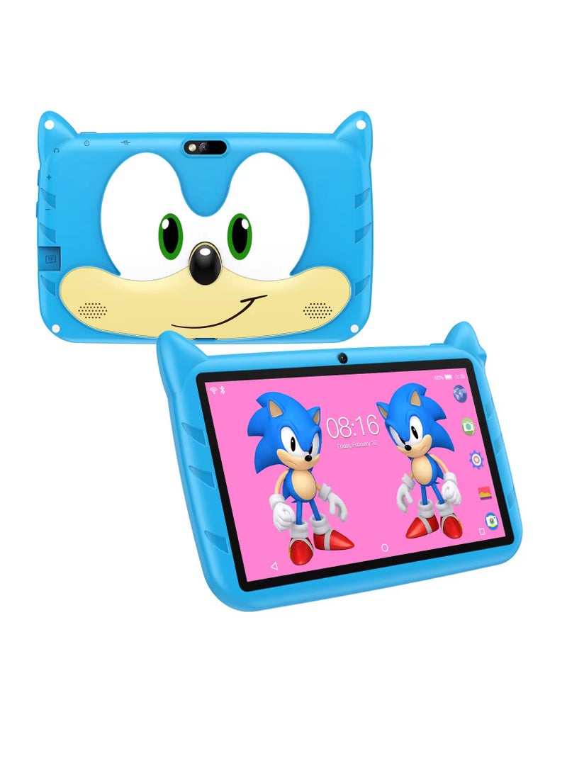 AROAQ Kids Tablet, 7 Inch Kids Learning Toy Computer With Wifi, 400mah Battery Dual Cameras Kids Pad, Portable Children Smart Tablet With Quad Core Processor, (1pc, 64G, Blue) - Image 1