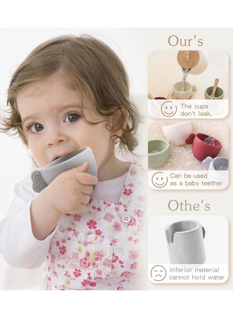 Tea Party Set for Kids, Wooden Tea Set for Little Girls and Boys, Kids Play Kitchen Accessories Toy Dishwasher Safe Tea Set for Toddler, Pretend Play Toddler Tea Set Ideal  Birthday Gift - Image 4