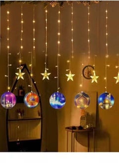 co arma LED lights curtain with a crescent, star and mosque design, suitable for Ramadan atmosphere  - Image 2