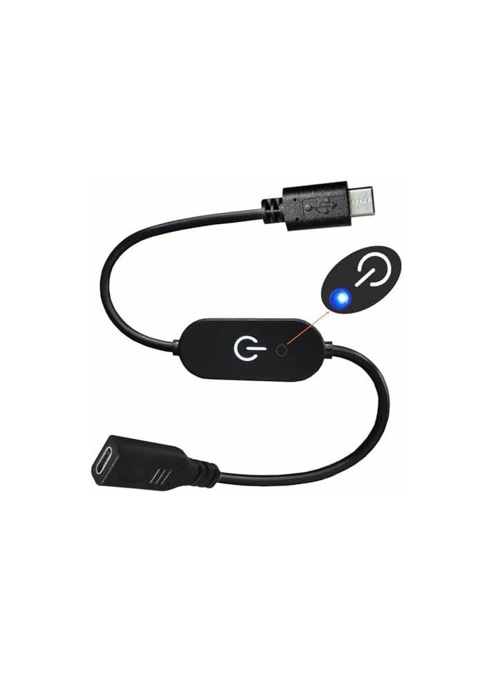 أوادو كابل تبديل USB من النوع C ذكر إلى أنثى، كابل تمديد USB C سلك 22AWG 3A 30V مع كابل مفتاح تشغيل أو إيقاف تشغيل (0.3 متر/0.98 قدم، أسود) - Image 2