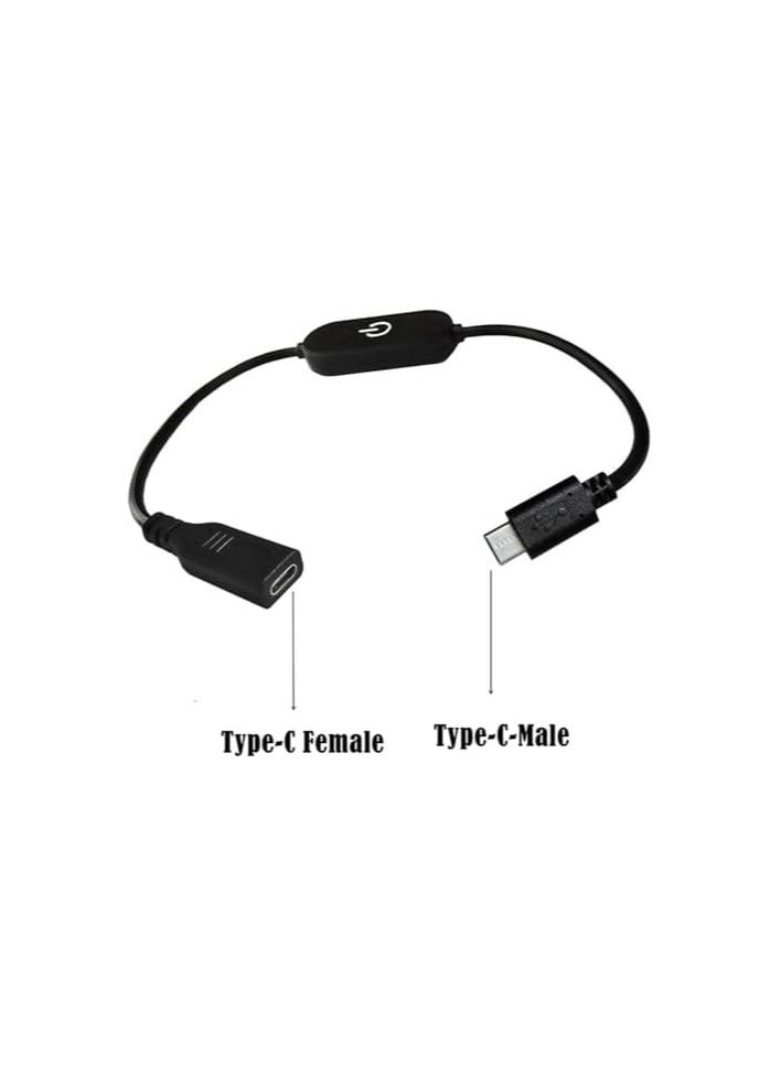 أوادو كابل تبديل USB من النوع C ذكر إلى أنثى، كابل تمديد USB C سلك 22AWG 3A 30V مع كابل مفتاح تشغيل أو إيقاف تشغيل (0.3 متر/0.98 قدم، أسود) - Image 3
