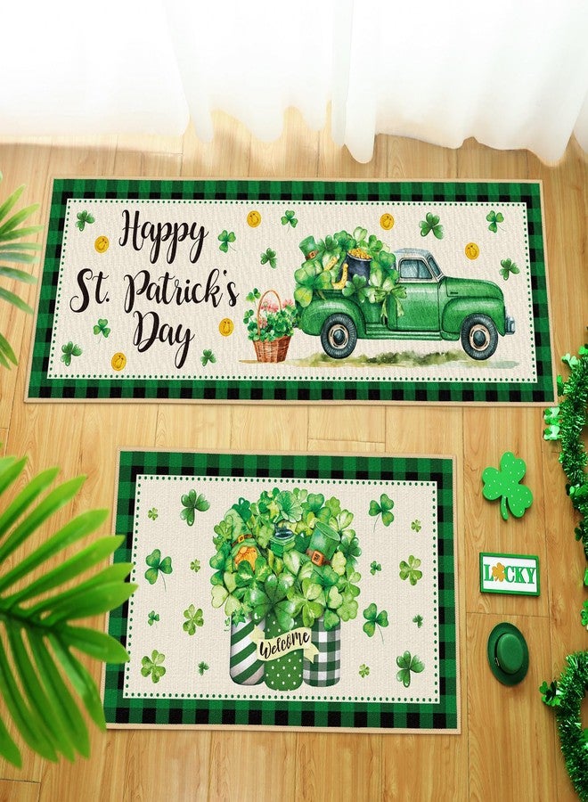 Suttmin 2 Pieces Happy St. Patrick's Day Kitchen Rugs Irish Shamrock Rugs Green Clover Truck Mats Floor Rug for St Patricks Day Home Party Decor, 17 x 29 Inches, 17 x 47 Inches - Image 5