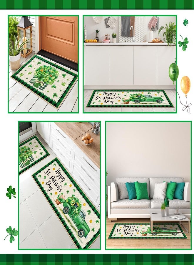 Suttmin 2 Pieces Happy St. Patrick's Day Kitchen Rugs Irish Shamrock Rugs Green Clover Truck Mats Floor Rug for St Patricks Day Home Party Decor, 17 x 29 Inches, 17 x 47 Inches - Image 4