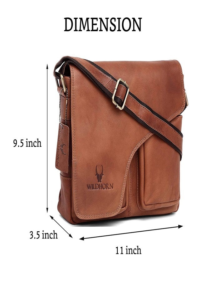 WildHorn Genuine Leather Messenger Bag for Men | Compact, Stylish & Durable | Flap Closure | Adjustable Strap | 1-Year Warranty - Image 3