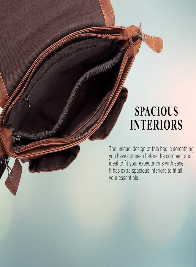 WildHorn Genuine Leather Messenger Bag for Men | Compact, Stylish & Durable | Flap Closure | Adjustable Strap | 1-Year Warranty - Image 5