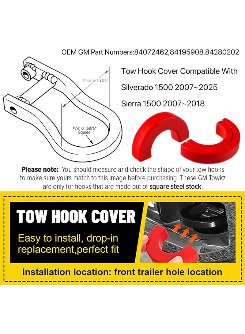 Custom Tow Hook Cover Compatible with 2007-2024 Chevrolet Silverado 1500 Tow Hitch Cover Fits for 2007-2024 Chevy Silverado 1500 Accessories（Red） - Image 5
