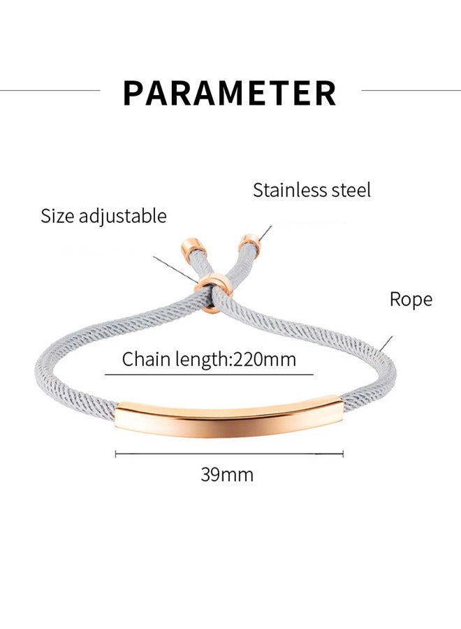 وهاواي 2PCS Matching Couples Bracelets Set Stainless Steel, Adjustable Bracelets Handmade Rope String Bangle Relationship Gifts for Boyfriend and Girlfriend Couples Lover - Image 2