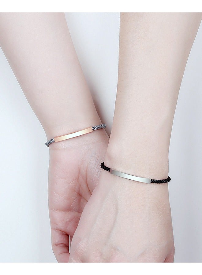 وهاواي 2PCS Matching Couples Bracelets Set Stainless Steel, Adjustable Bracelets Handmade Rope String Bangle Relationship Gifts for Boyfriend and Girlfriend Couples Lover - Image 4