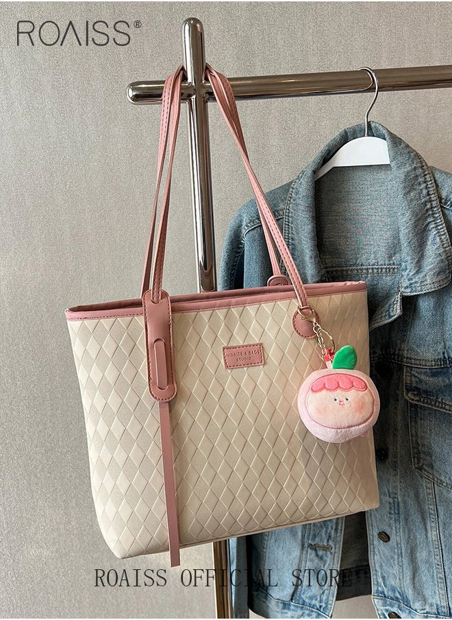 roaiss - Women Canvas Single Shoulder Bag Spacious Student Bag Ladies Zippered Tote Bag for Commuting - Image 1