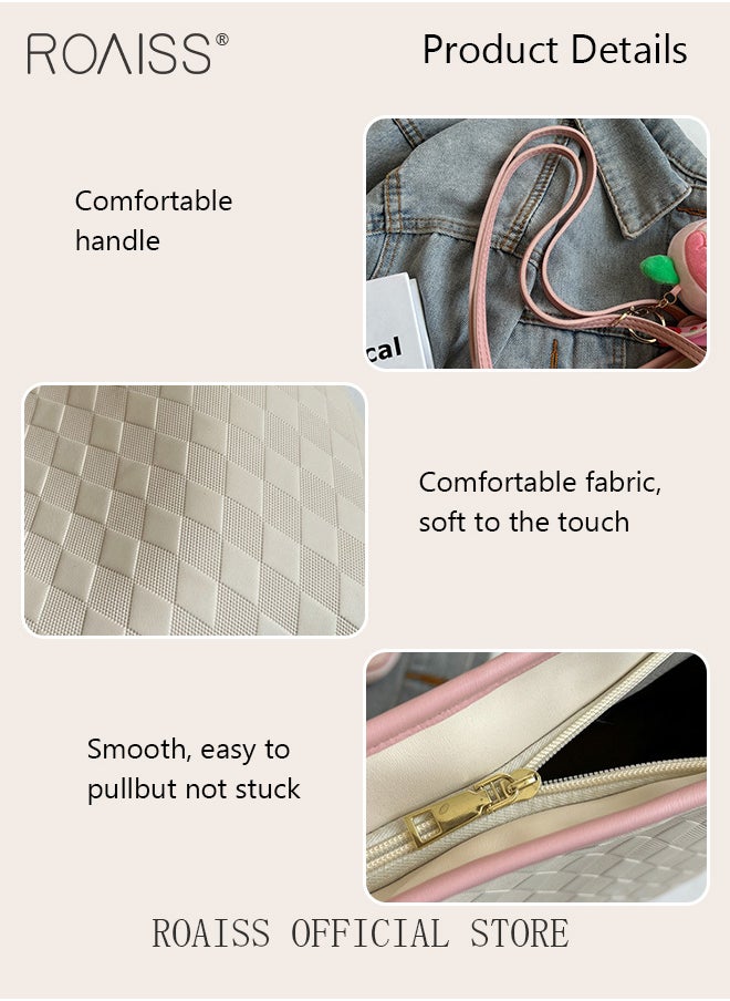 roaiss - Women Canvas Single Shoulder Bag Spacious Student Bag Ladies Zippered Tote Bag for Commuting - Image 1