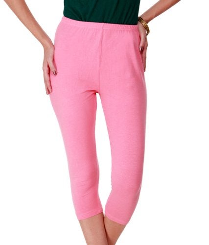 FEELBLUE Premium Cotton Strachable Women's Casual/Gym/Sports 3/4th Capri,Combo Pack,Free Size Pink-Red - Image 2