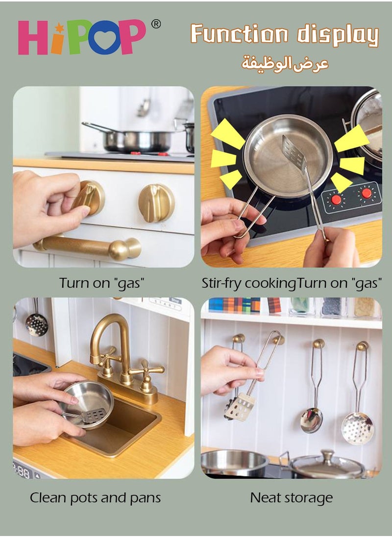 HIPOP - Children's Wooden Kitchen Playset with Rich Realistic Details,Kids Pretend Kitchen Toys - Image 1