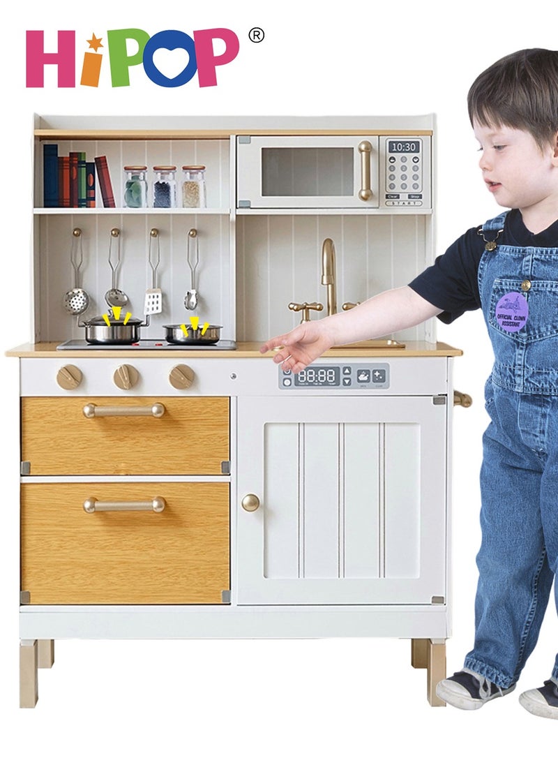 HIPOP - Children's Wooden Kitchen Playset with Rich Realistic Details,Kids Pretend Kitchen Toys - Image 1