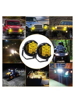 TBS DESIGN 2Pcs 7inch LED Work Light Pods Spot Flood Combo Beam Fog Lamp Offroad Driving Light, Yellow  - Image 2