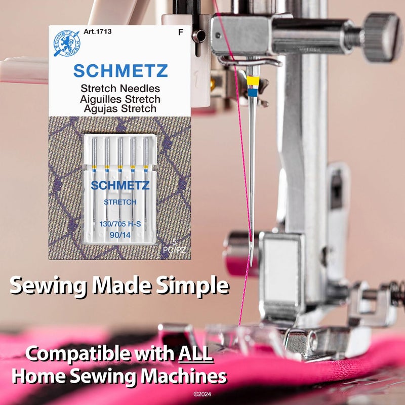 SCHMETZ Stretch Sewing Machine Needles - Precision Needles, Size 90/14, 5-Needle Cards, Pack of 5 - Image 2