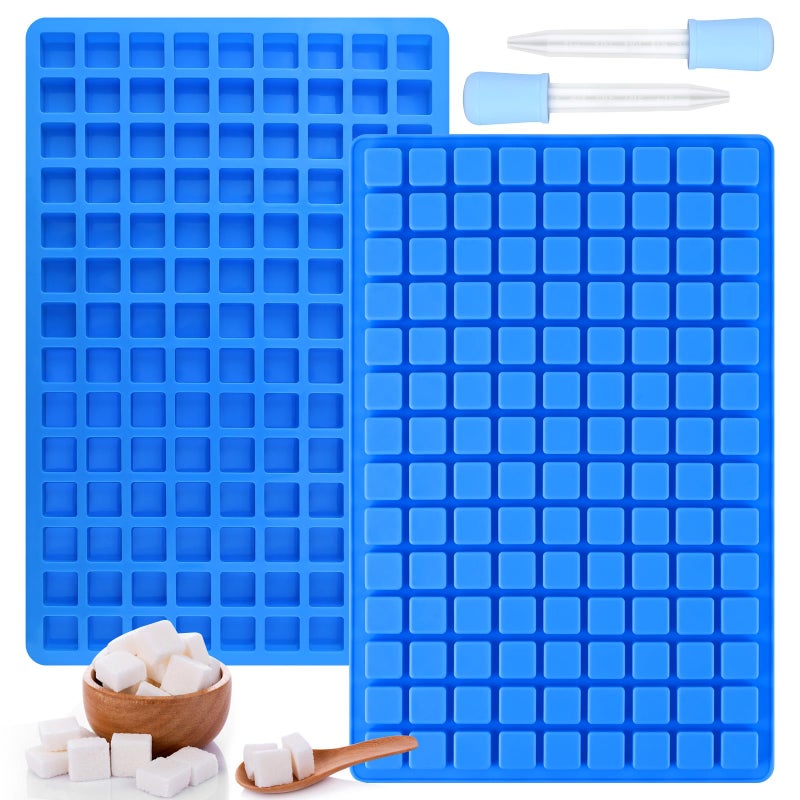 Sakolla 2 Pack Square Silicone Candy Molds, Nonstick 126 Cavity Mini Silicone Molds for Chocolate, Hard Candy, Gummy, Ice Cubes, Ganache (Blue) - Image 1