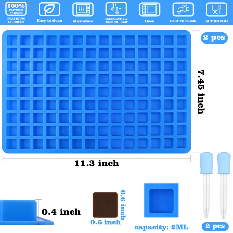 Sakolla 2 Pack Square Silicone Candy Molds, Nonstick 126 Cavity Mini Silicone Molds for Chocolate, Hard Candy, Gummy, Ice Cubes, Ganache (Blue) - Image 2