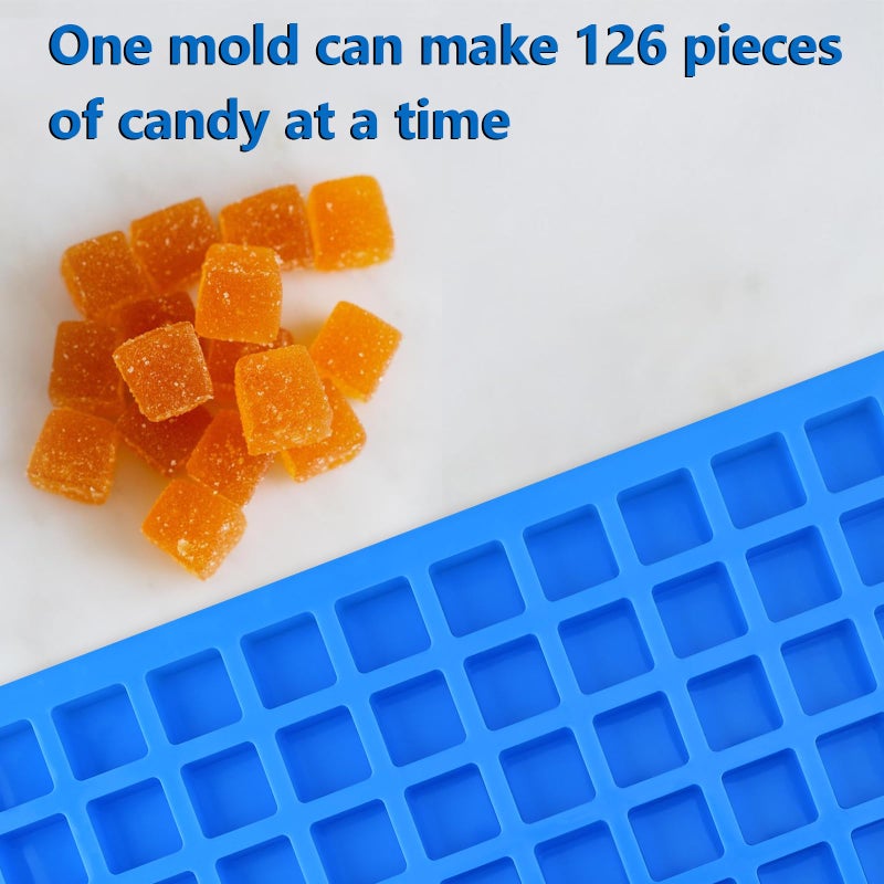Sakolla 2 Pack Square Silicone Candy Molds, Nonstick 126 Cavity Mini Silicone Molds for Chocolate, Hard Candy, Gummy, Ice Cubes, Ganache (Blue) - Image 5