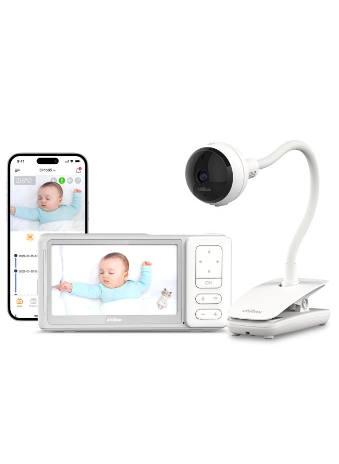 Chillax CHILLAX Giraffe Pro Max Baby Monitor - Video Baby Monitor with Full HD 1080p Camera and 5 Inch 720P Video Parent Unit, Privacy Protection Switch, Auto Dimming LED, Gooseneck, 2-Way Audio, Night Vision  - Image 1