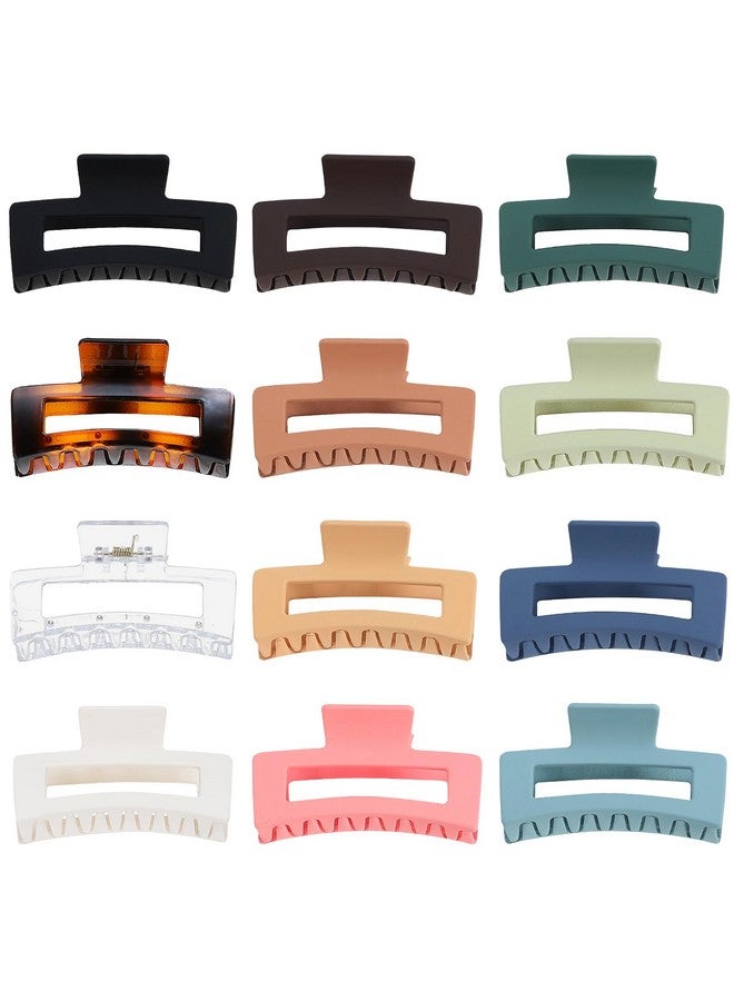 سيسيايبو إكسسوارات شعر متوسطة الحجم من سيسايبو، 3.5 بوصة - 12 مشبك فك مربع للشعر الكثيف والرفيع، مشابك شعر مستطيلة بألوان أساسية للنساء والفتيات - Image 2