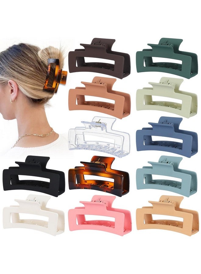 سيسيايبو إكسسوارات شعر متوسطة الحجم من سيسايبو، 3.5 بوصة - 12 مشبك فك مربع للشعر الكثيف والرفيع، مشابك شعر مستطيلة بألوان أساسية للنساء والفتيات - Image 1
