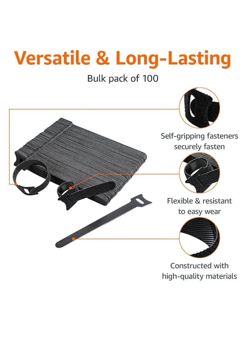 Rightsure 200PCS Releasable Cable Ties Black, Adjustable 6-Inch Cord Organizer Ties, Fastening Microfiber Cloth Hook and Loop Cord Ties, for PC Cable Management, Organizing Cords  - Image 2
