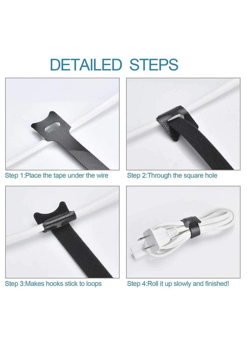 Rightsure 200PCS Releasable Cable Ties Black, Adjustable 6-Inch Cord Organizer Ties, Fastening Microfiber Cloth Hook and Loop Cord Ties, for PC Cable Management, Organizing Cords  - Image 5