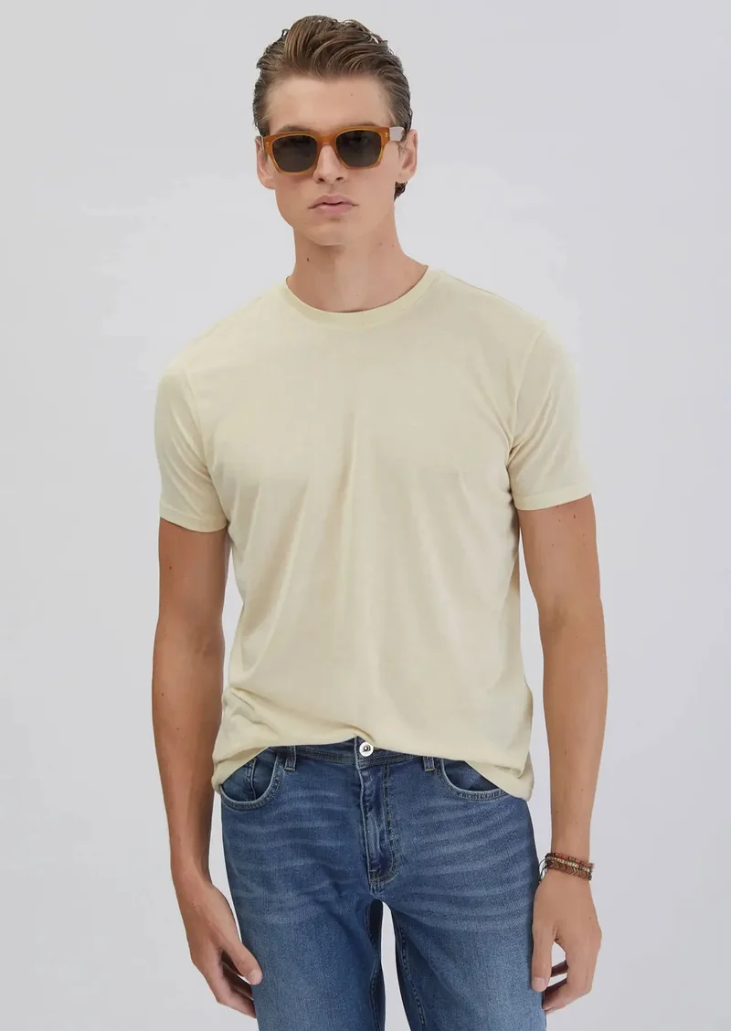 RAMSEY Stone Plain Crew Neck T-Shirt