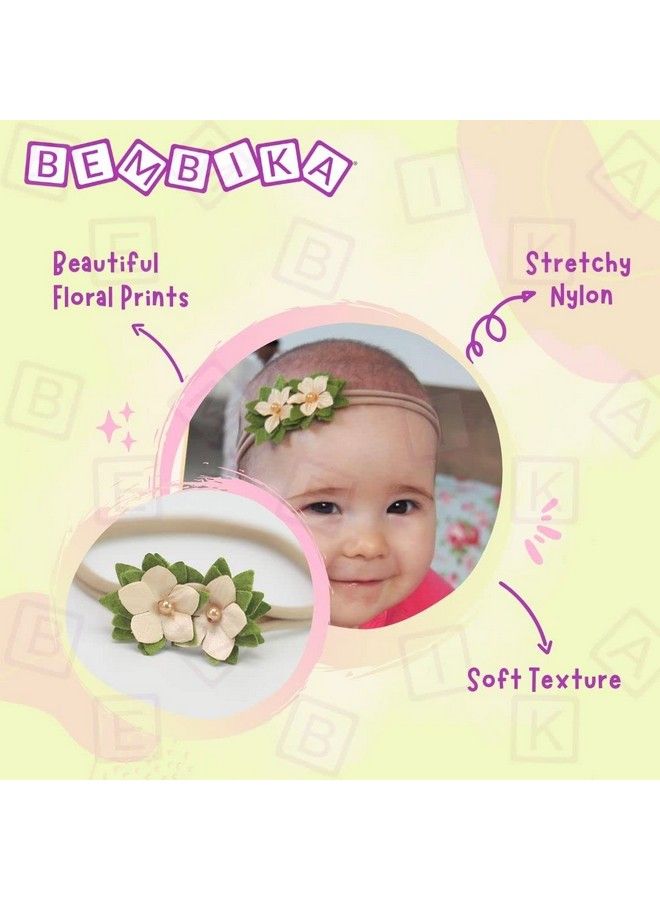 BEMBIKA Vintage Floral Lace Nylon Headbands Accessories For Baby Girls (Set Of 3) Multicolor - Image 5