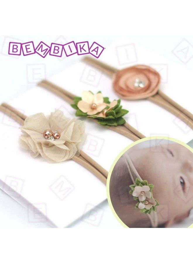 BEMBIKA Vintage Floral Lace Nylon Headbands Accessories For Baby Girls (Set Of 3) Multicolor - Image 4