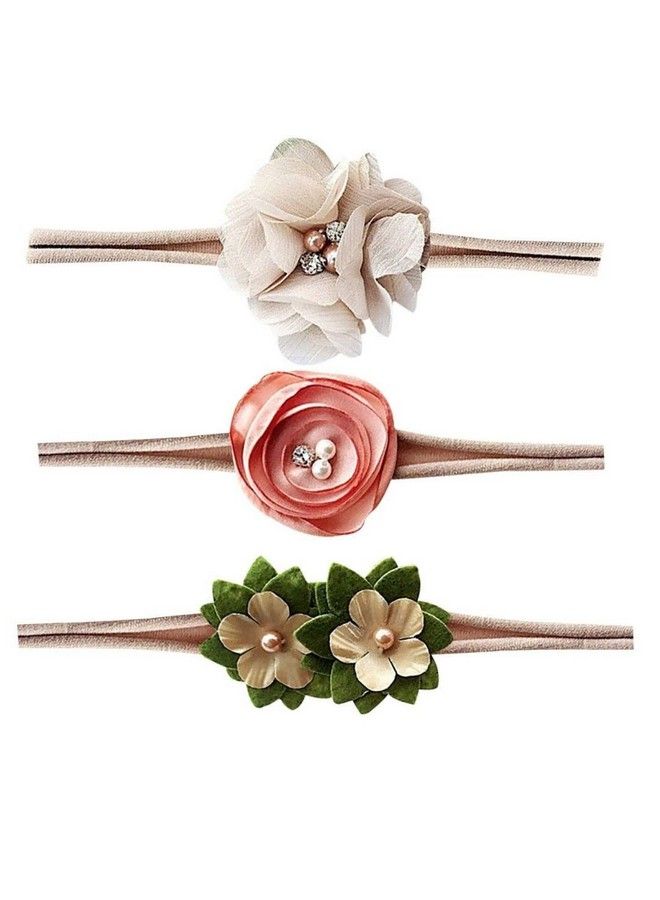 BEMBIKA Vintage Floral Lace Nylon Headbands Accessories For Baby Girls (Set Of 3) Multicolor - Image 2