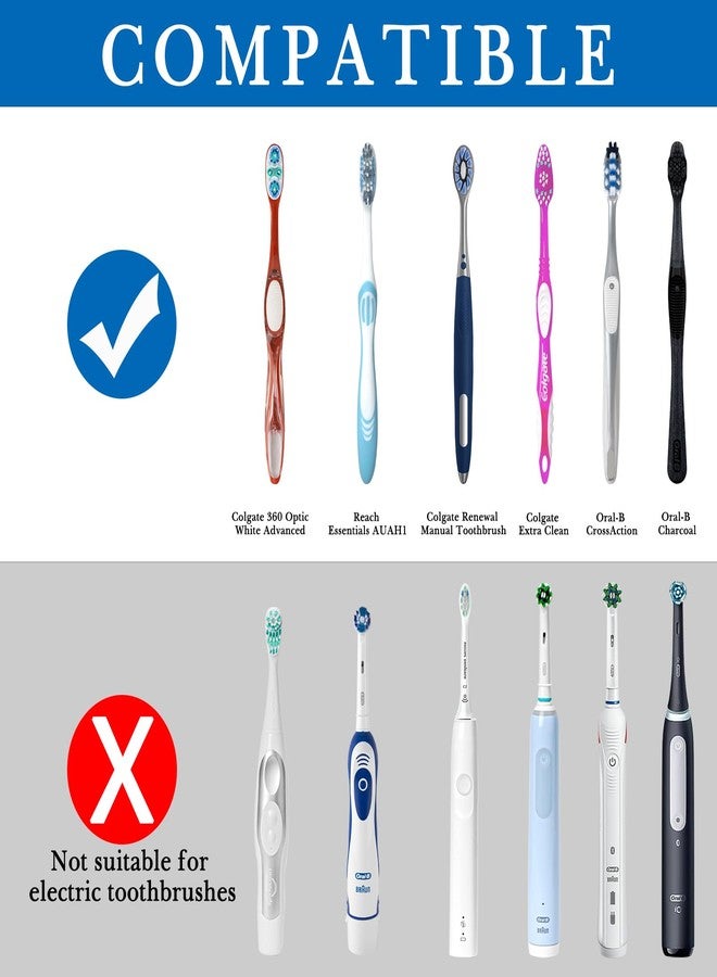 Linkidea Wallmount Toothbrush Holder with Cover for Shower, RV Cabinet Organizer, Plastic Self Adhesive 6 Slots Tooth Brush Hanger Compatible with Oral-B CrossAction, Colgate Extra Clean - Image 2