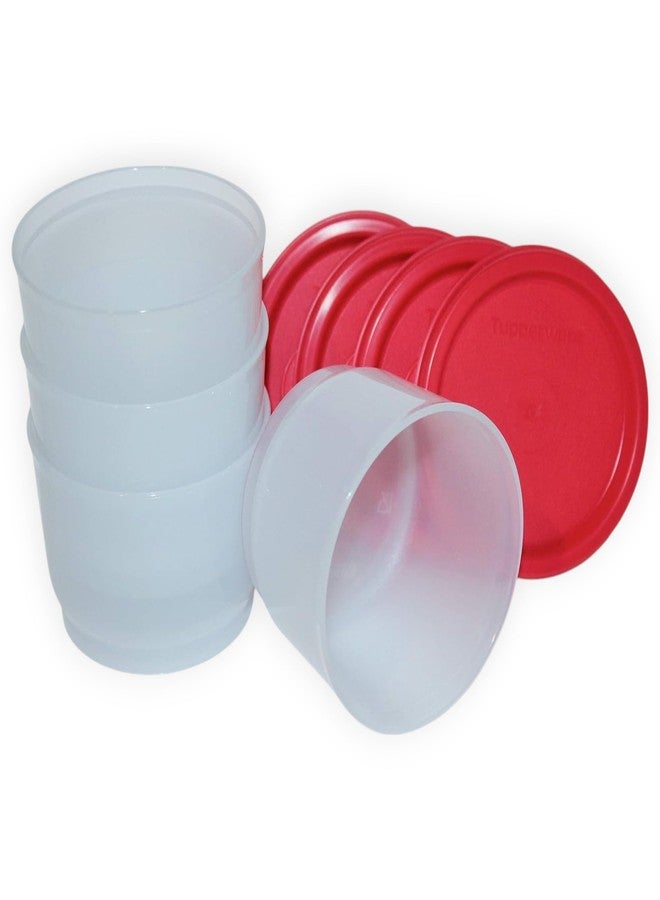 توبروير مجموعة علب طعام وأكواب وجبات خفيفة من تابروير، 4 علب بأغطية حمراء (سعة كل منها 4 أونصات) - Image 2