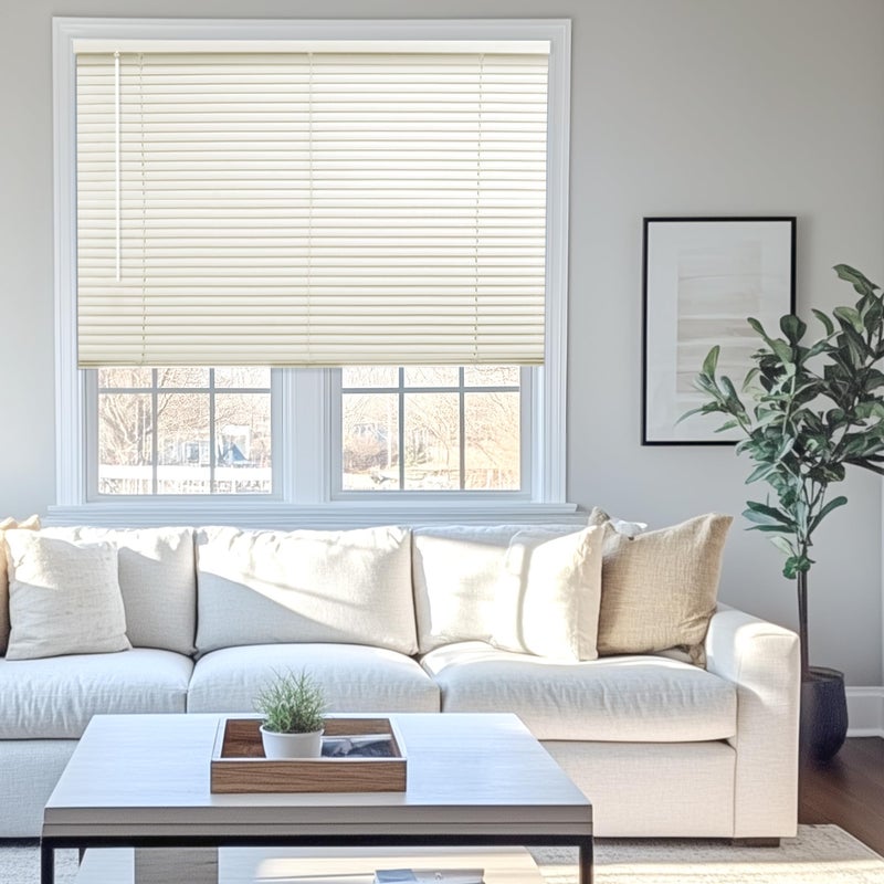 CHICOLOGY Blinds for Windows, Mini Blinds, Window Blinds, Door Blinds, Blinds & Shades, Camper Blinds, Mini Blinds for Windows, Horizontal Window Blinds, Alabaster, 35" W X 60" H - Image 1